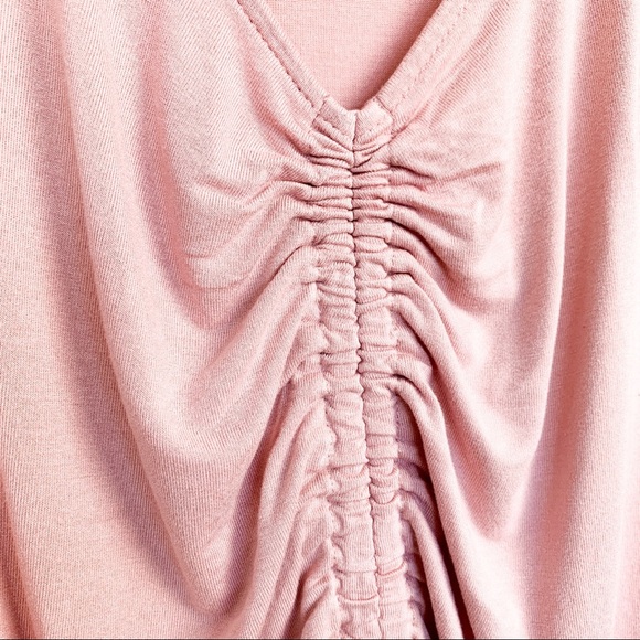 Pink Long Sleeve Top with Ruched Front & V-Neck - Picture 5 of 10